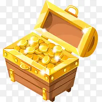 金币手绘游戏宝藏金币宝箱免抠