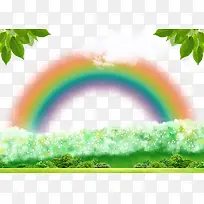 彩虹绿色森林装饰背景