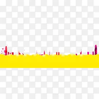 黄色底框红色高楼剪影