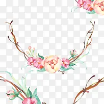 卡通玫瑰花苞花藤手绘
