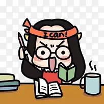 女孩考试加油表情素材