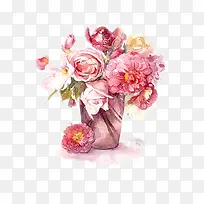 水墨画 花瓶与花