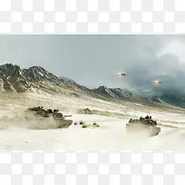 白色沙漠战场坦克海报背景