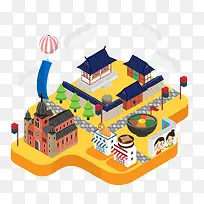 蓝色古风建筑