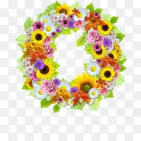 彩色花朵花环设计字母
