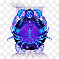 蓝紫色螃蟹创意插画