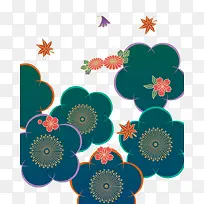 卡通手绘花朵枫叶底图