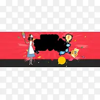 卡通家居多边形几何背景banner