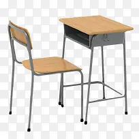 简单棕色学生桌椅