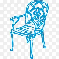 蓝色的卡通手绘椅子