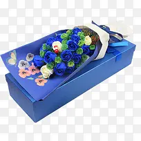 蓝色装饰盒子玫瑰