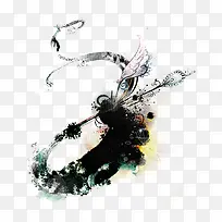 水墨画翅膀