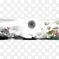 唯美水彩中国风banner设计展板
