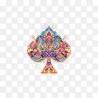 创意纹理彩色桃心图案扑克牌背面