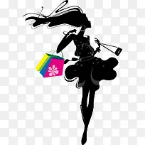 黑色购物女孩