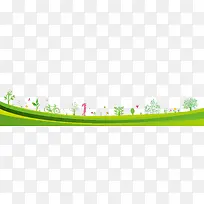 绿色卡通手绘花草树木背景图