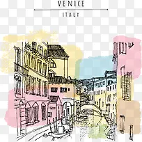 矢量威尼斯城市插画