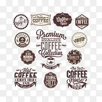 欧式咖啡店标签矢量图