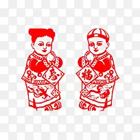 吉祥娃娃剪纸