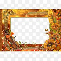 小提琴鲜花边框