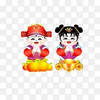 带着金元宝的拜年童子