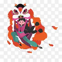 舞狮子的小孩