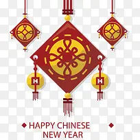 红色中国结春节海报