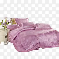 紫色花纹卧室床品四件套