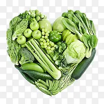 爱心型绿色蔬菜