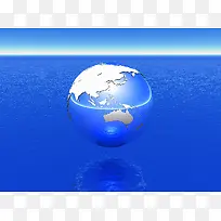 蓝色海洋上的地球模型高清