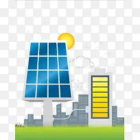 绿色太阳能环保PPT矢量素材