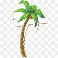 创意扁平卡通椰子树海边