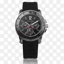 黑色圆形三表盘手表