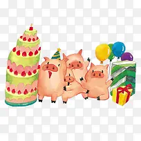 蛋糕气球猪