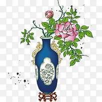 中国风花瓶牡丹花