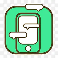 绿色手绘圆角手机交流元素