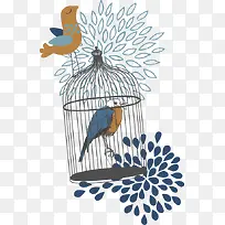 鸟、鸟笼装饰图案