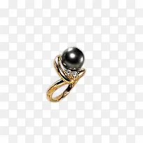 黑珍珠黄金戒指