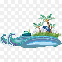 蓝色海洋椰子树背景素材