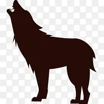 黑色动物狼剪影设计