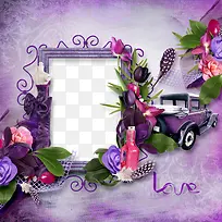 紫色铁艺花朵边框