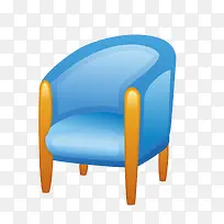 矢量舒适蓝色沙发椅