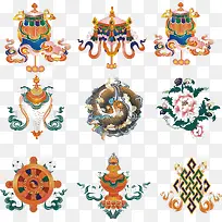 藏文化装饰图案矢量素材