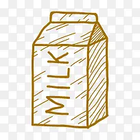 手绘棕色一盒牛奶简笔画
