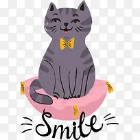 可爱手绘微笑的猫咪