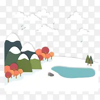 雪山前的温泉