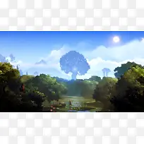 烈日高挂森林覆盖幻城灵魂树