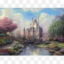 梦幻森林城堡海报背景