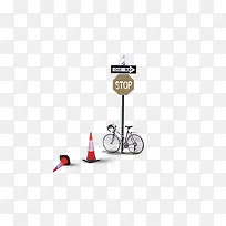 自行车停车牌与路障