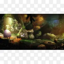 梦幻森林洞穴蛋海报背景
